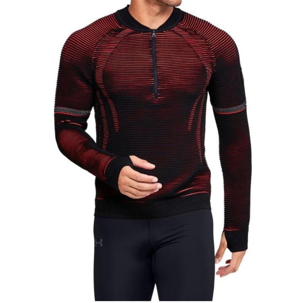 Under Armour IntelliKnit 2.0 Stripe Running Long Sleeve Black Red L
